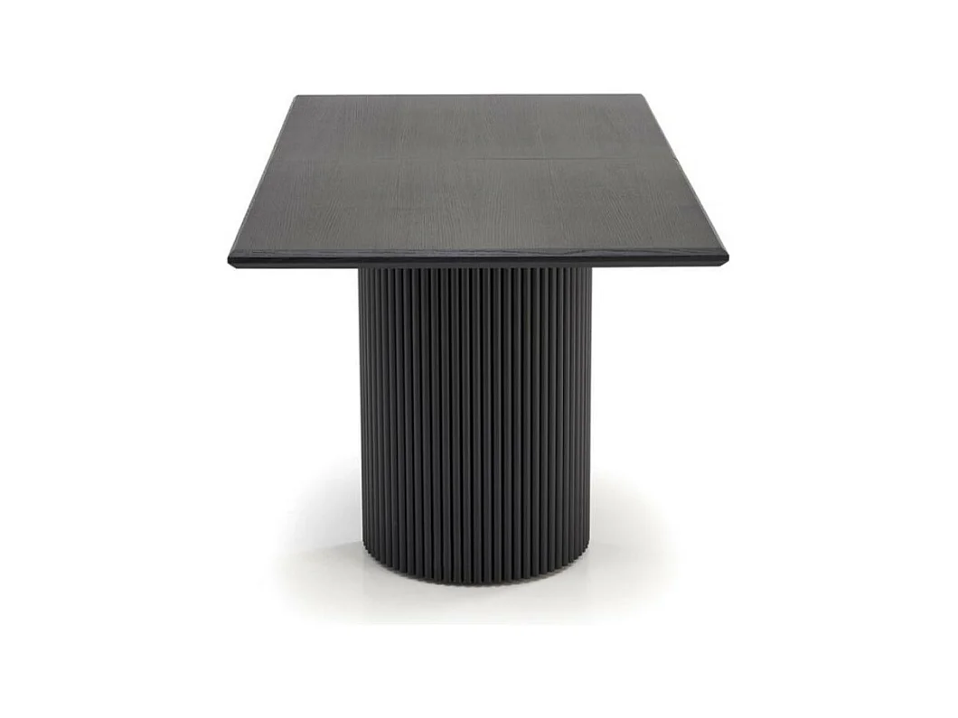 Mesa de diseño extensible negra con tablero chapado en roble 160-250 cm MISTY