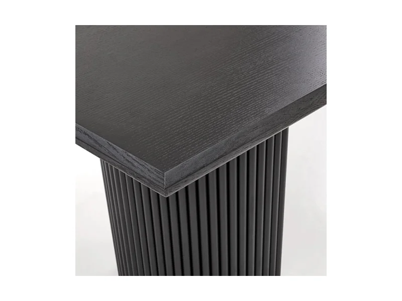 Mesa de diseño extensible negra con tablero chapado en roble 160-250 cm MISTY