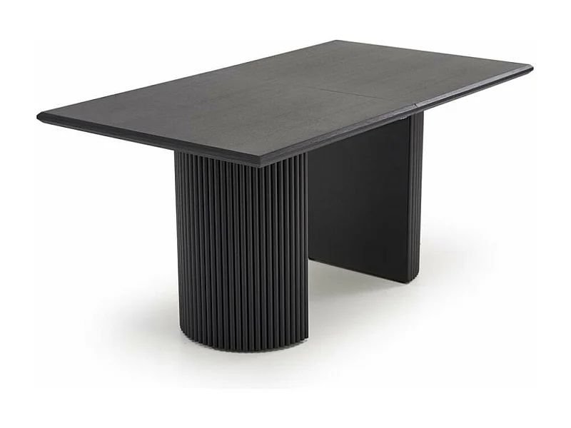 Mesa de diseño extensible negra con tablero chapado en roble 160-250 cm MISTY