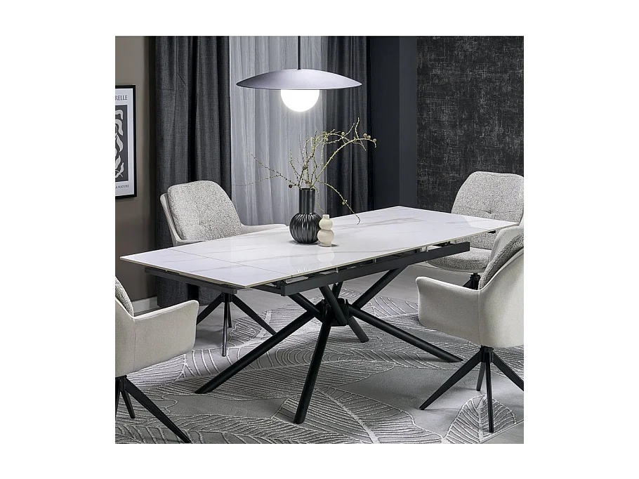 Mesa de comedor extensible 160 / 220 cm aspecto mármol blanco VIKTOR