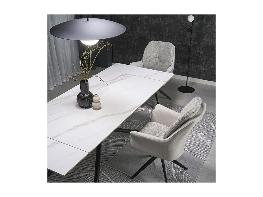 Mesa de comedor extensible 160 / 220 cm aspecto mármol blanco VIKTOR