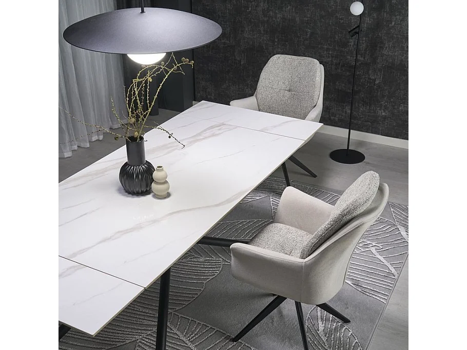 Mesa de comedor extensible 160 / 220 cm aspecto mármol blanco VIKTOR