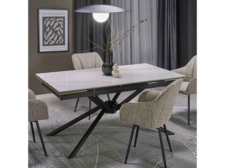Mesa de comedor extensible 160 / 220 cm aspecto mármol blanco VIKTOR