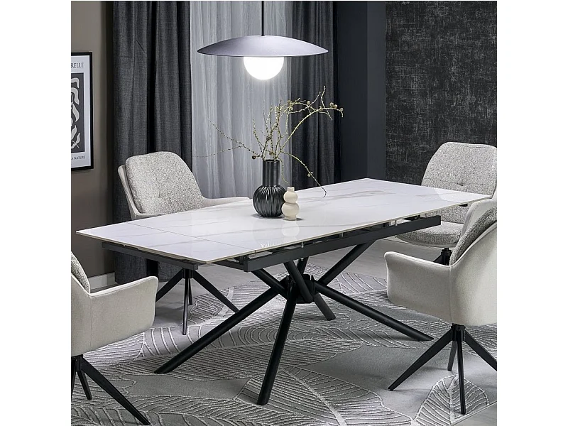 Tavolo da pranzo allungabile 160 / 220 cm in marmo bianco VIKTOR