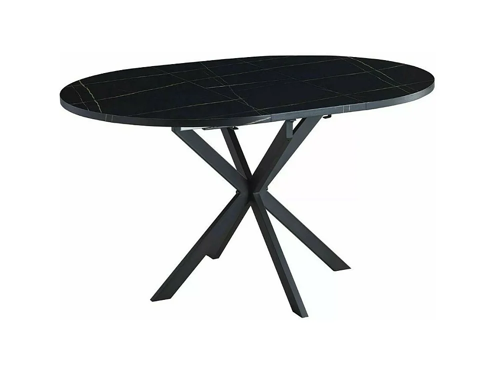 Tavolo rotondo allungabile nero 100 cm stile marmo Larry gambe in metallo