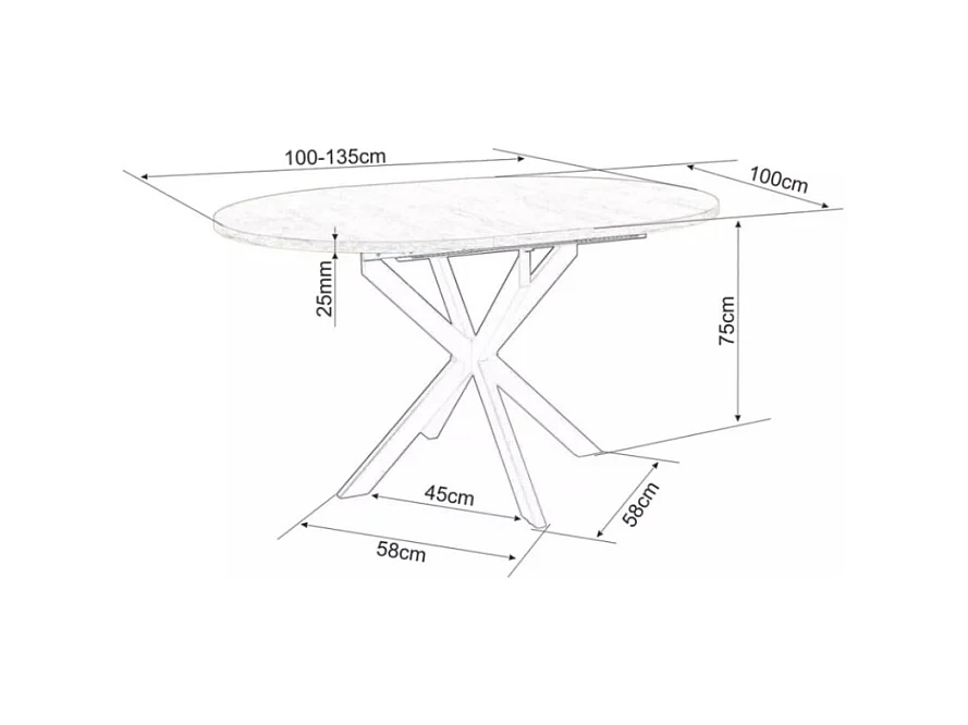 Tavolo rotondo allungabile nero 100 cm stile marmo Larry gambe in metallo