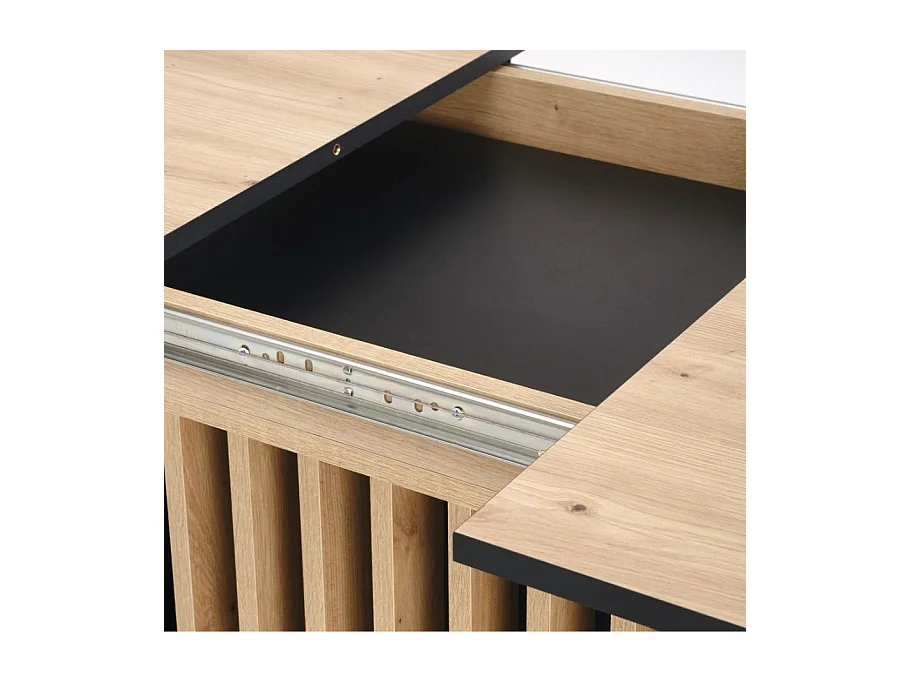 STEVE 120 / 158 x 77 cm mesa de comedor extensible negro y madera