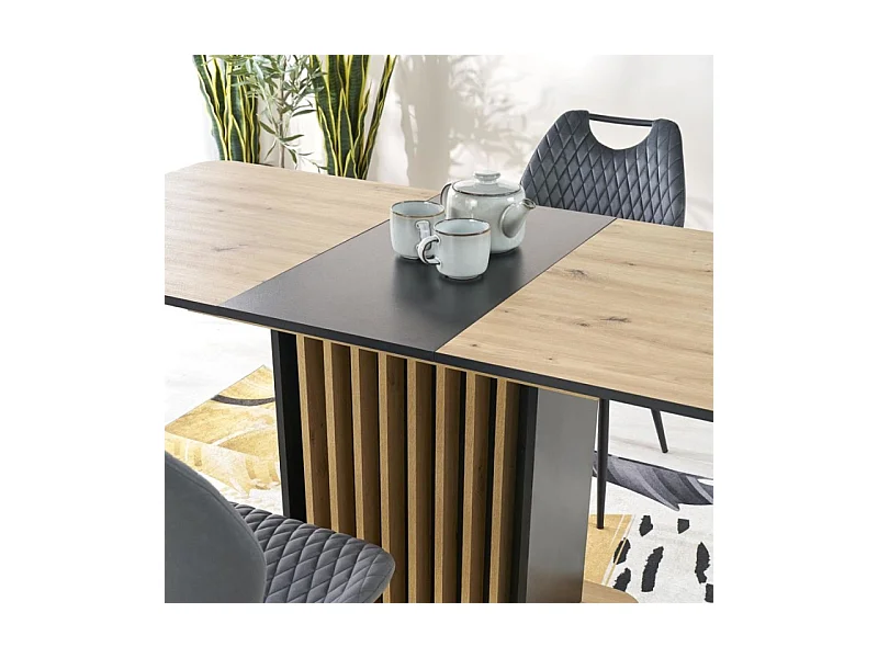 STEVE 120 / 158 x 77 cm mesa de comedor extensible negro y madera