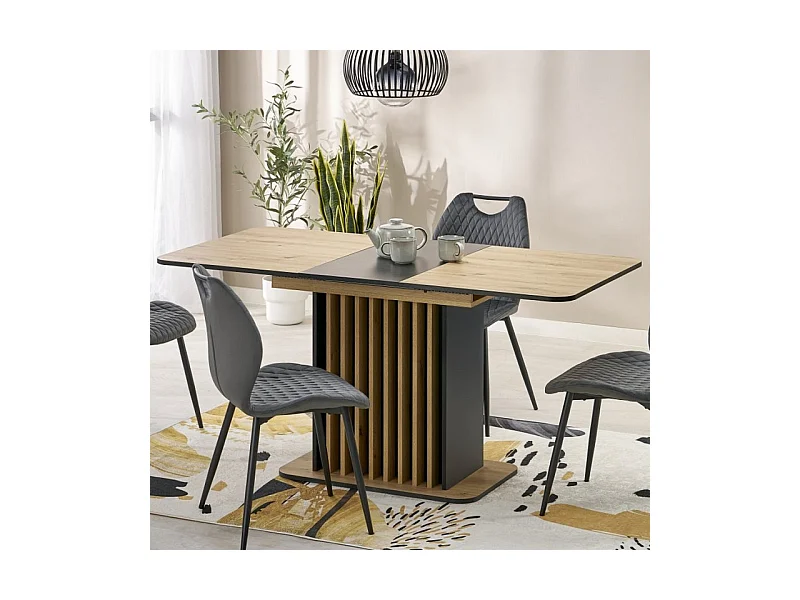 STEVE 120 / 158 x 77 cm mesa de comedor extensible negro y madera