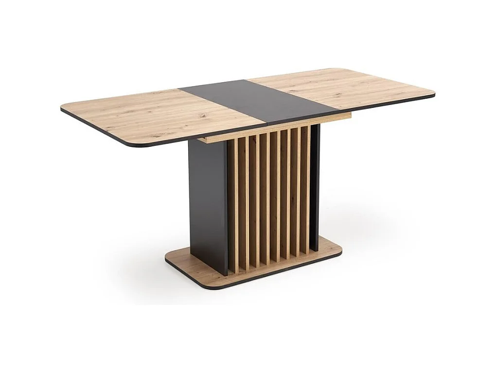 Table à manger extensible 120 / 158 x 77 cm noire et bois STEVE