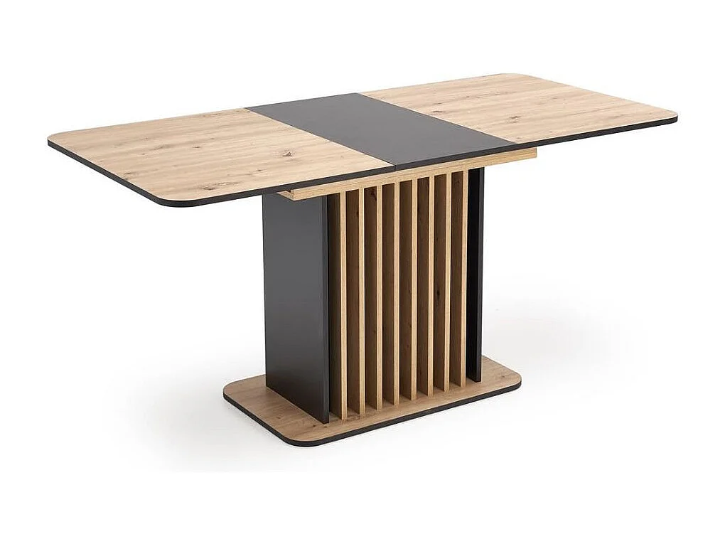 Table à manger extensible 120 / 158 x 77 cm noire et bois STEVE