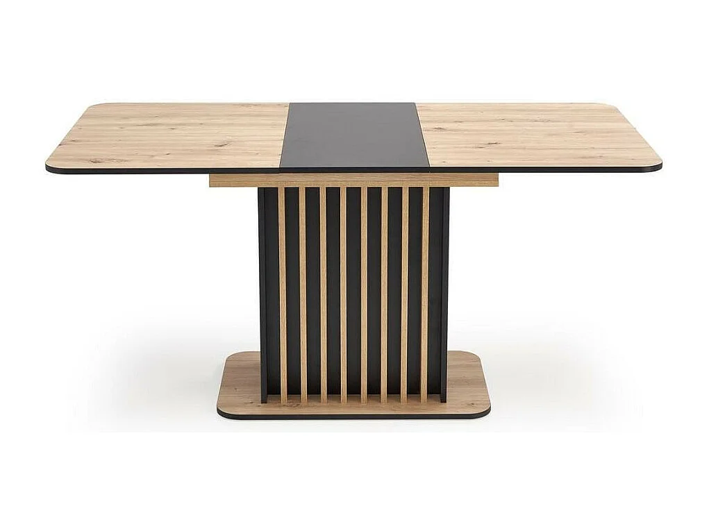 Table à manger extensible 120 / 158 x 77 cm noire et bois STEVE