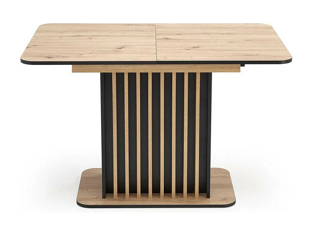 Table à manger extensible 120 / 158 x 77 cm noire et bois STEVE