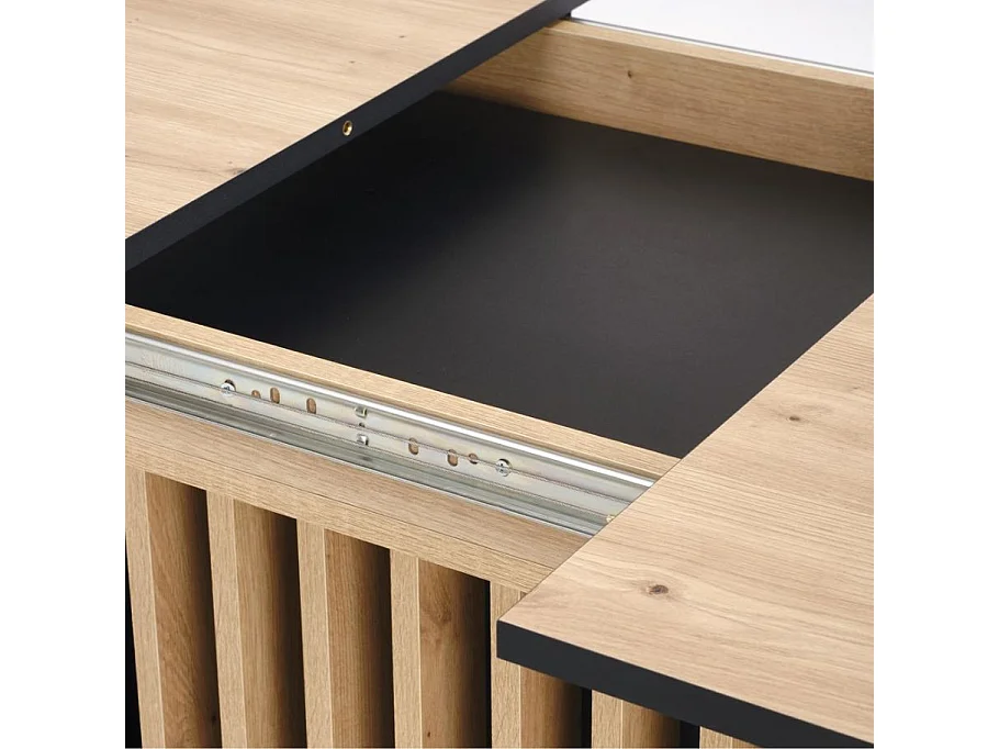 Table à manger extensible 120 / 158 x 77 cm noire et bois STEVE