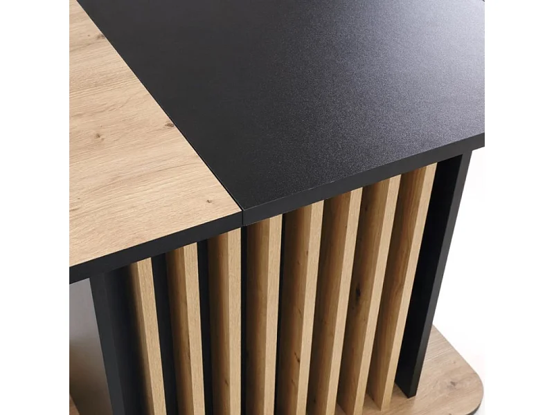 Table à manger extensible 120 / 158 x 77 cm noire et bois STEVE