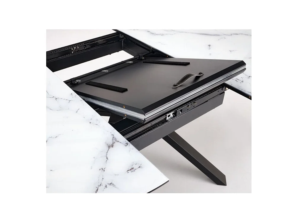 Table à manger ronde extensible 130-180cm style marbre GALATEE