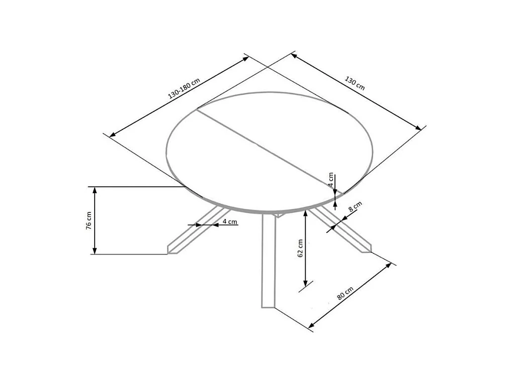 Table à manger ronde extensible 130-180cm style marbre GALATEE