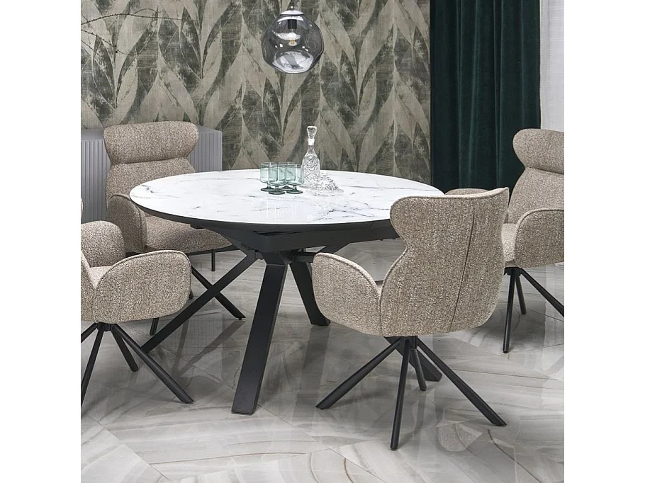 Mesa de comedor redonda extensible de mármol GALATEE 130-180cm