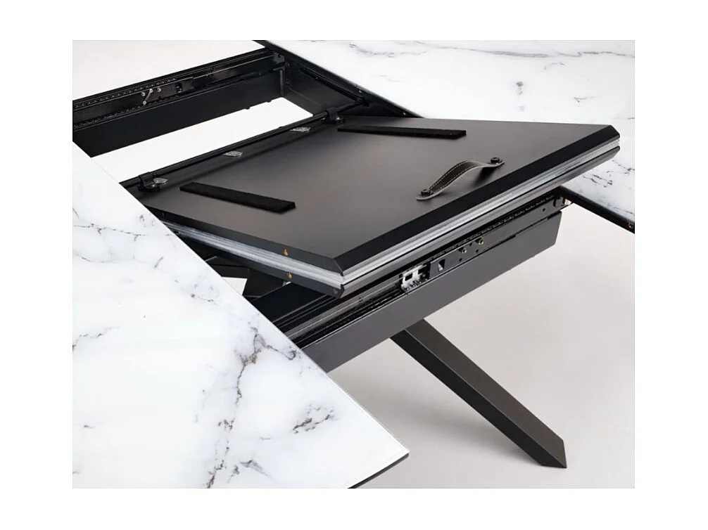 Mesa de comedor redonda extensible de mármol GALATEE 130-180cm