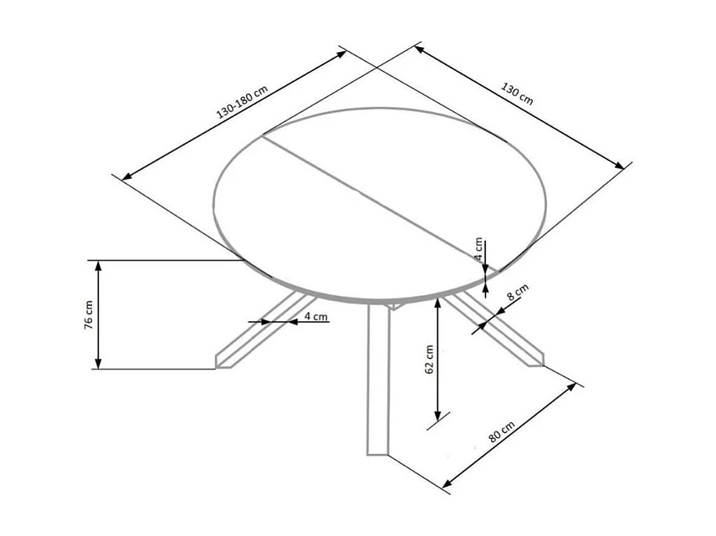 Mesa de comedor redonda extensible de mármol GALATEE 130-180cm