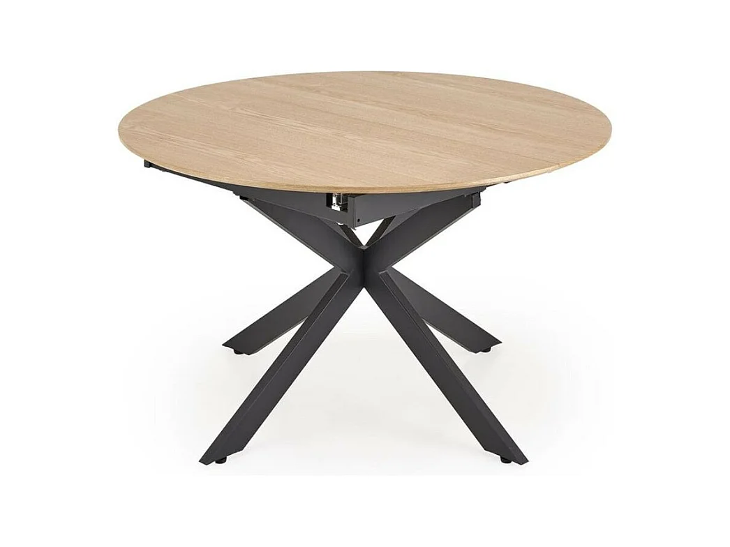 Mesa redonda extensible de 120 - 200 cm con tablero imitación madera HELLY