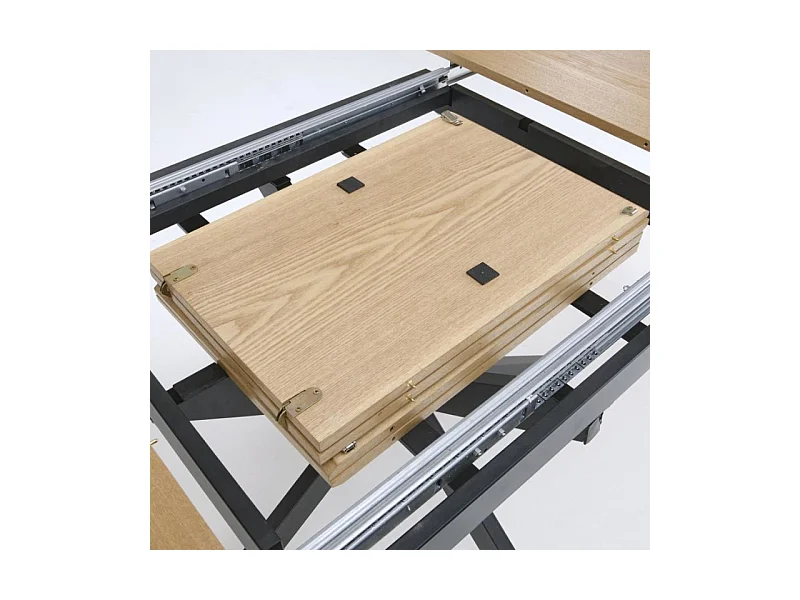 Mesa redonda extensible de 120 - 200 cm con tablero imitación madera HELLY