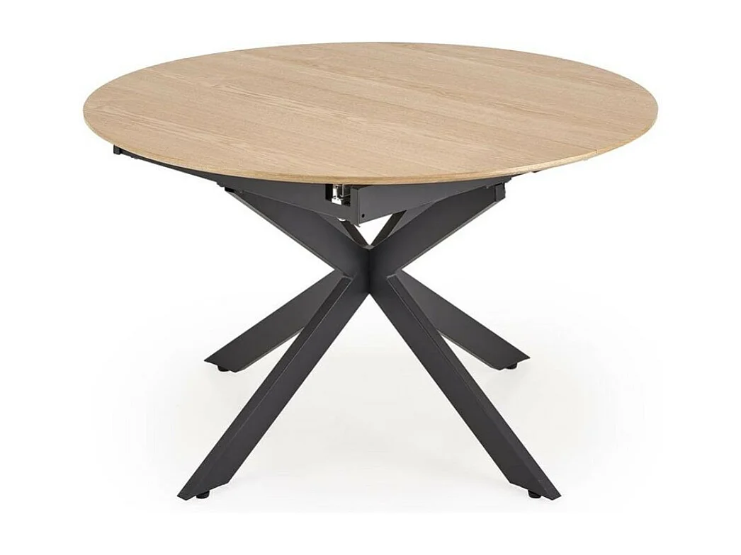 Mesa redonda extensible de 120 - 200 cm con tablero imitación madera HELLY