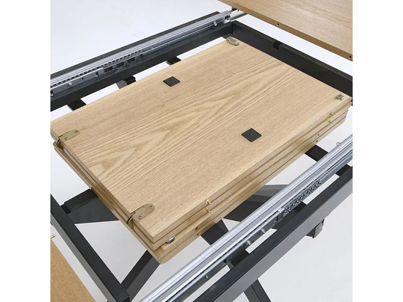 Table ronde extensible 120 - 200 cm avec plateau aspect bois HELLY