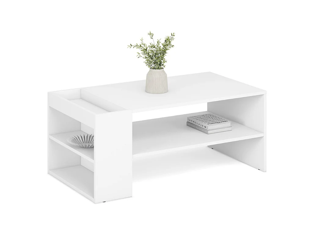 Tavolino contemporaneo bianco 100 x 55 cm con ripiani LORIE