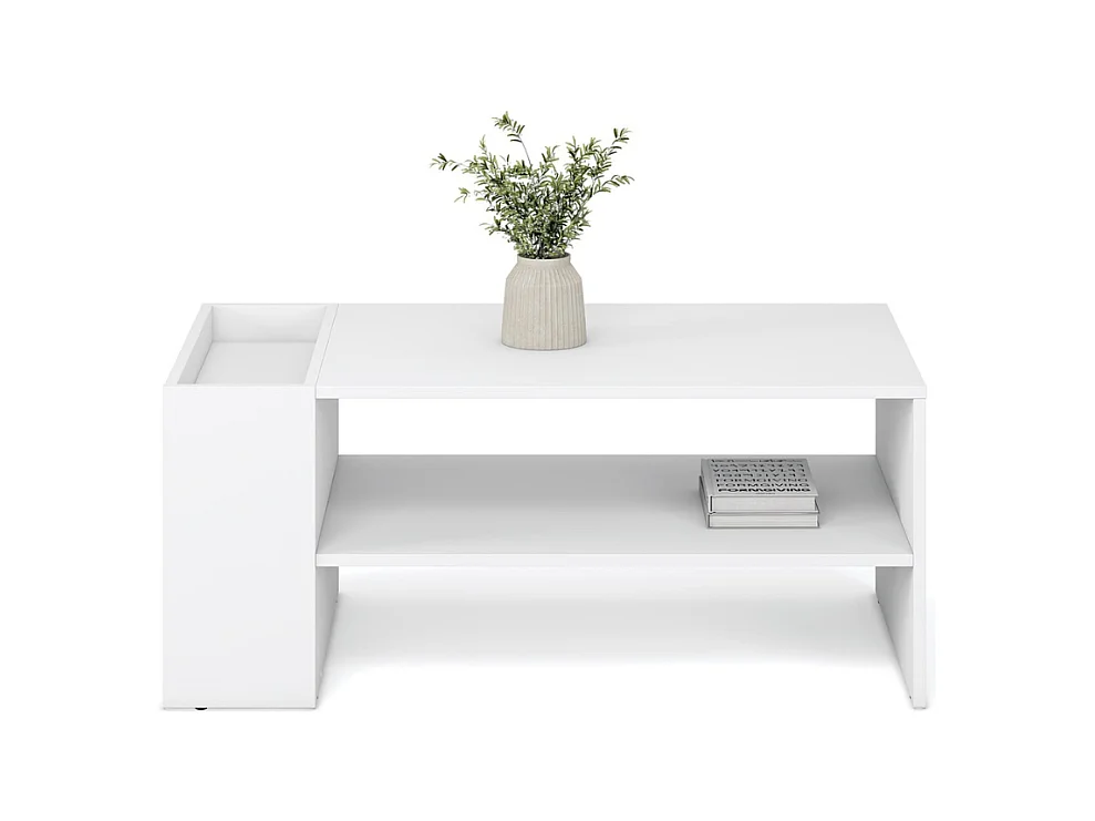 Tavolino contemporaneo bianco 100 x 55 cm con ripiani LORIE