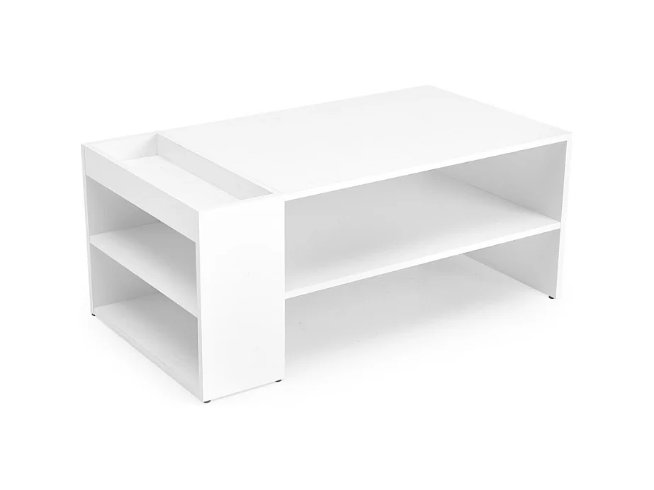 Tavolino contemporaneo bianco 100 x 55 cm con ripiani LORIE