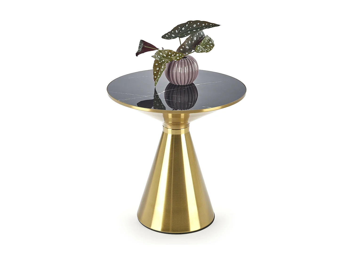 Table basse ronde 50 cm aspect marbre noir Napoli