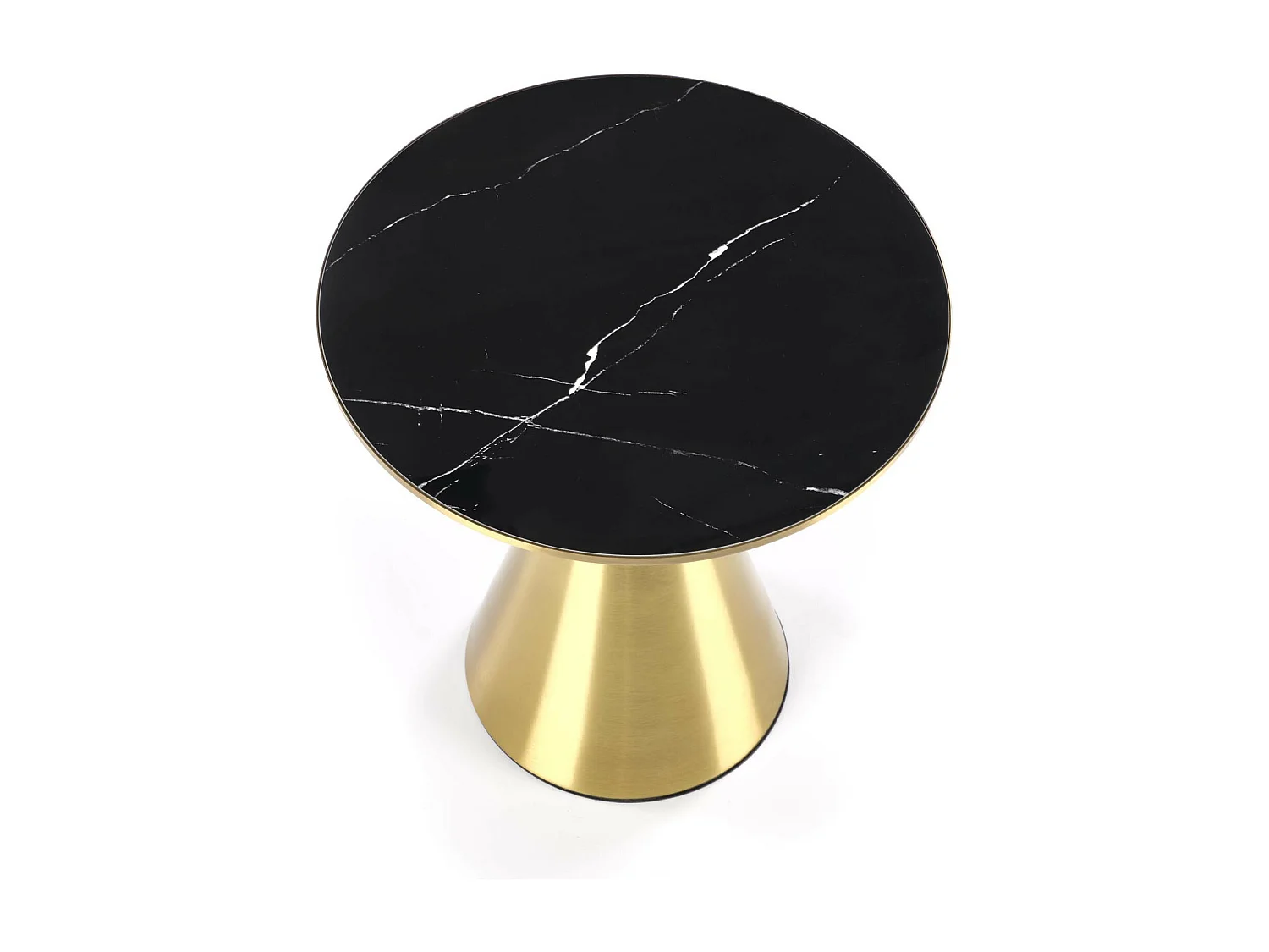 Table basse ronde 50 cm aspect marbre noir Napoli