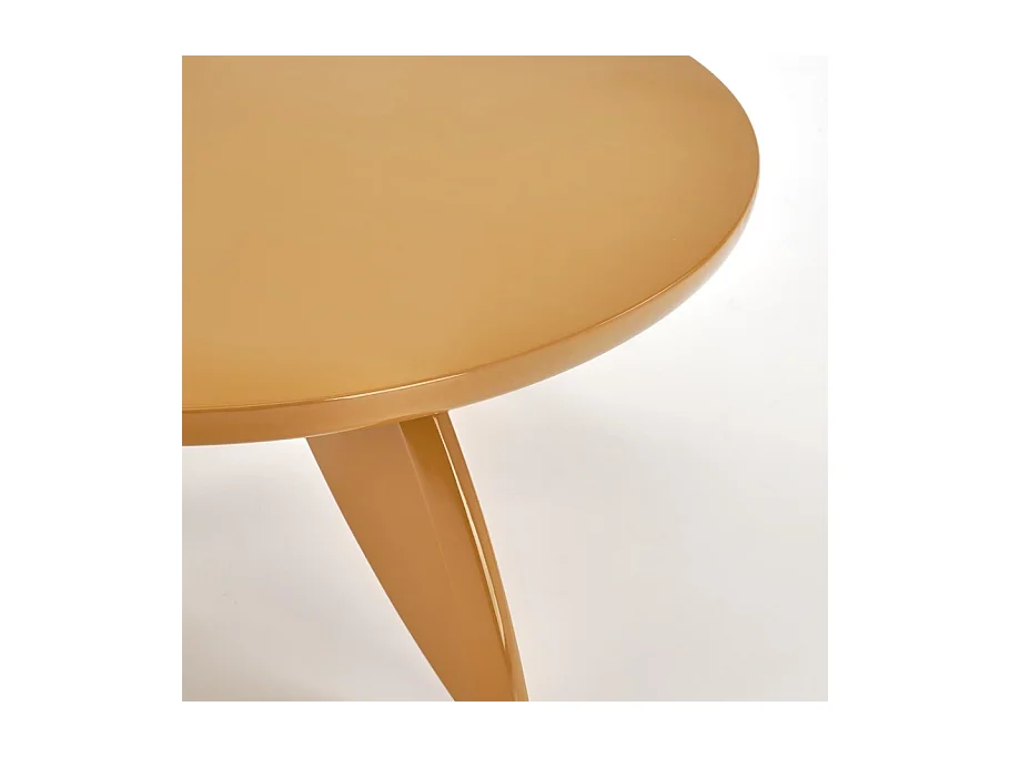 Table basse jaune moutarde ronde avec plateau laqué 80 cm ANGELINA