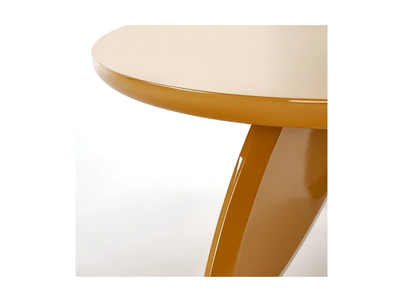 Table basse jaune moutarde ronde avec plateau laqué 80 cm ANGELINA