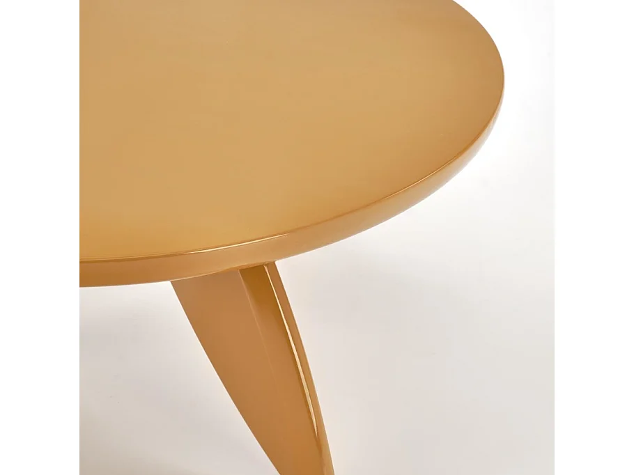 Mesa de centro redonda amarillo mostaza con tapa lacada 80 cm ANGELINA