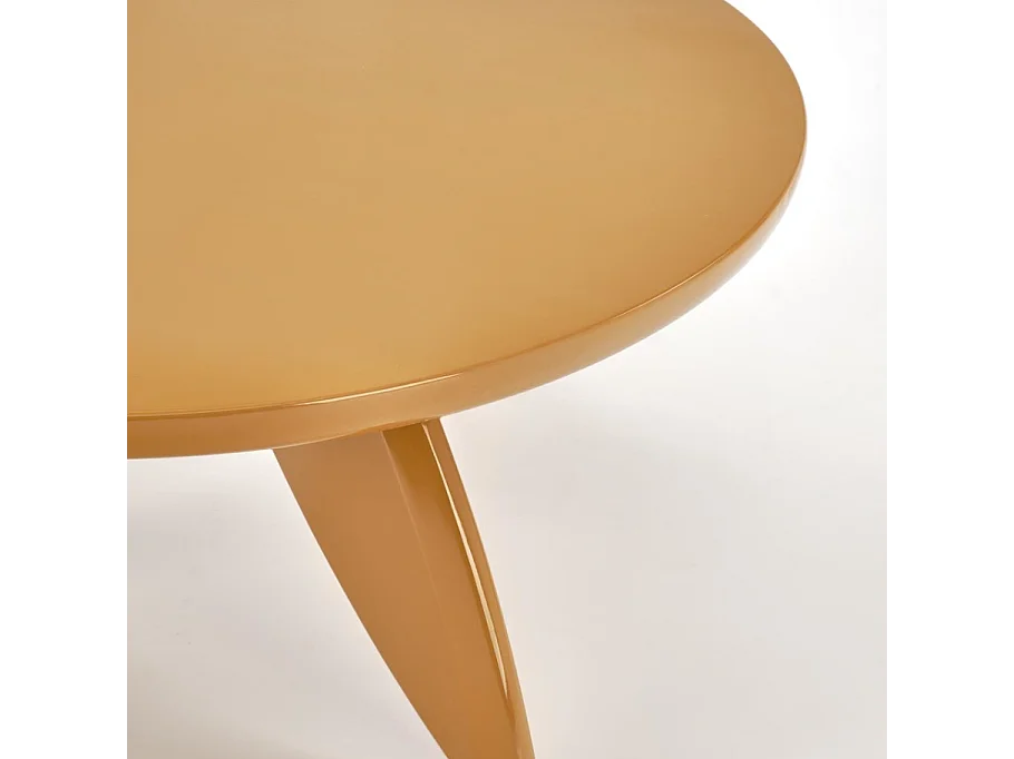 Tavolino rotondo giallo senape con piano laccato 80 cm ANGELINA