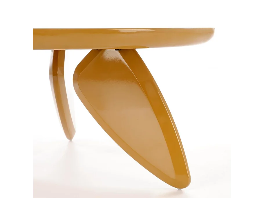 Tavolino rotondo giallo senape con piano laccato 80 cm ANGELINA