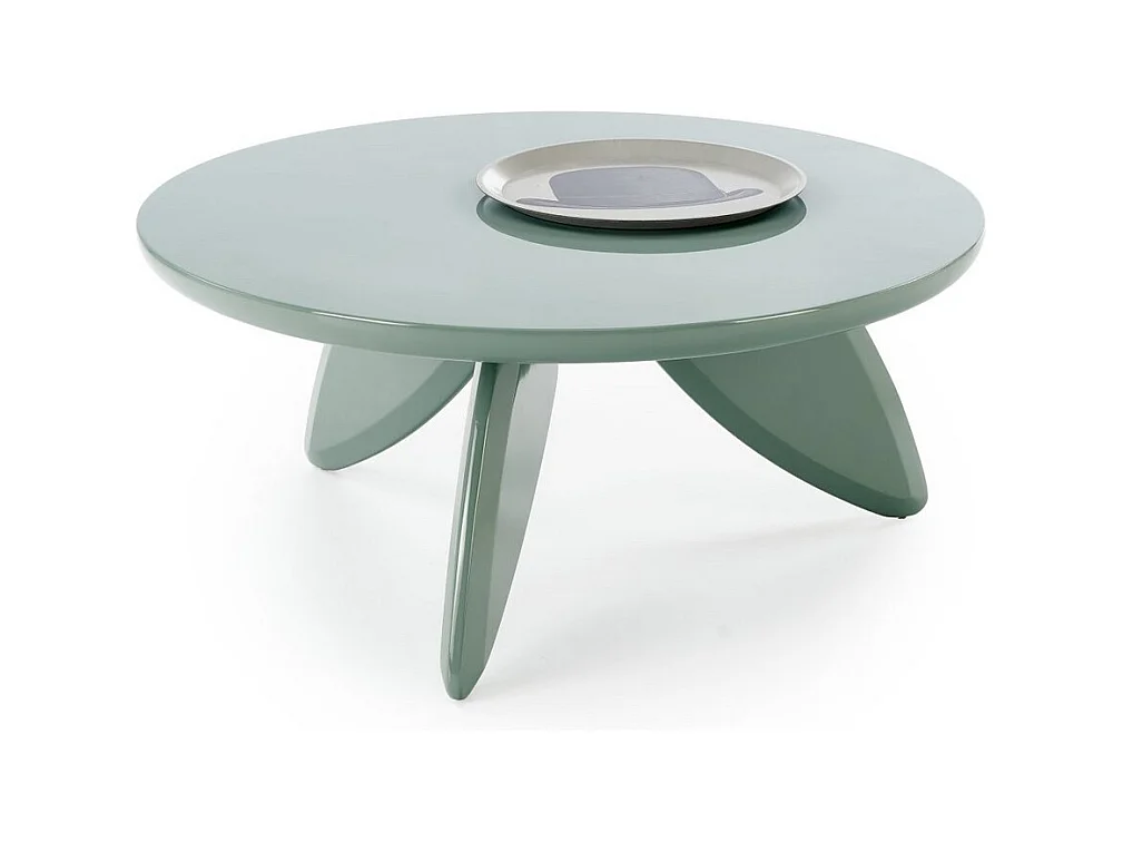 Table basse ronde 80 cm laquée bleu clair ANGELINA