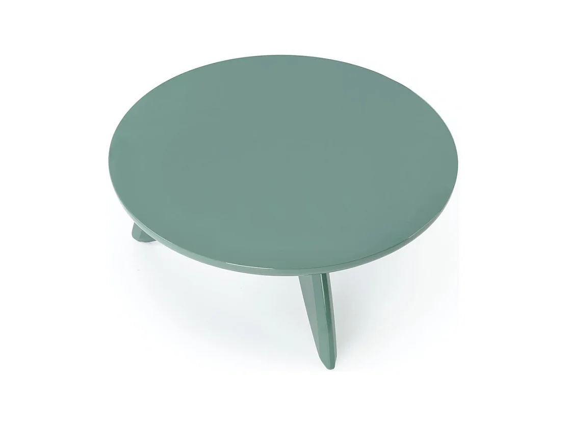 Table basse ronde 80 cm laquée bleu clair ANGELINA