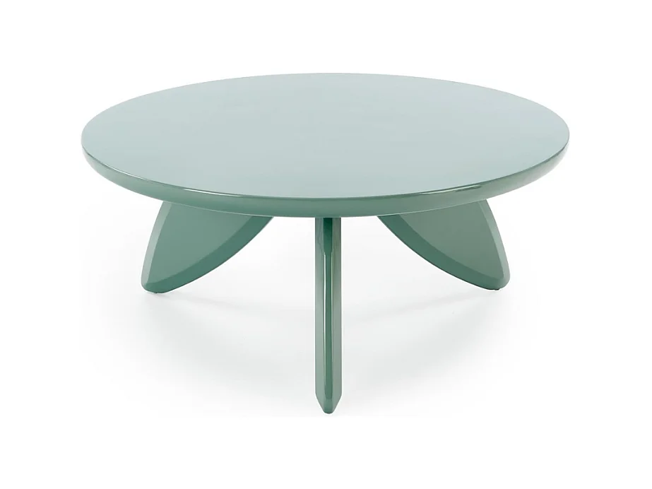 Table basse ronde 80 cm laquée bleu clair ANGELINA