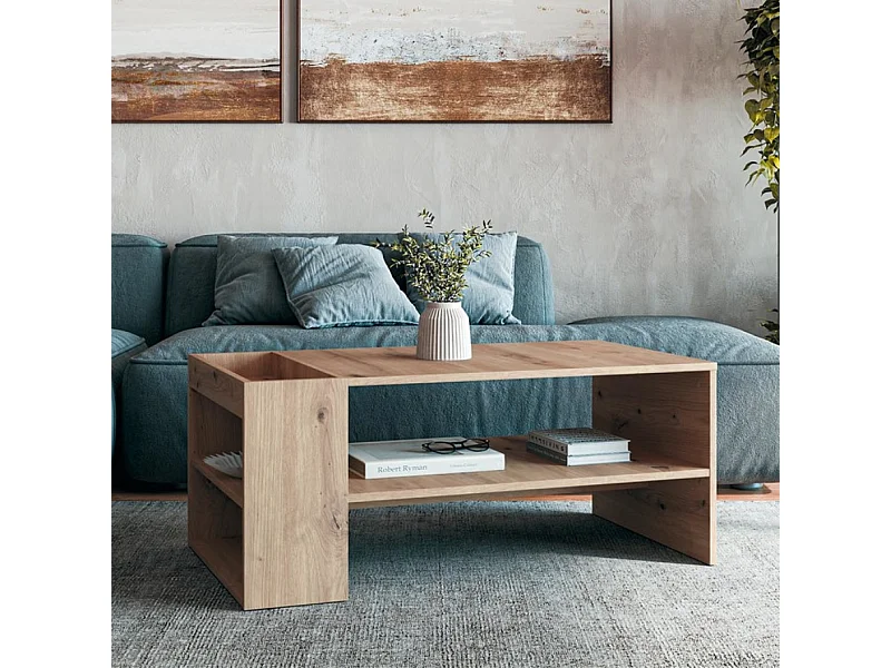 Mesa de centro rectangular 100 x 55 cm de roble artesanal LORIE