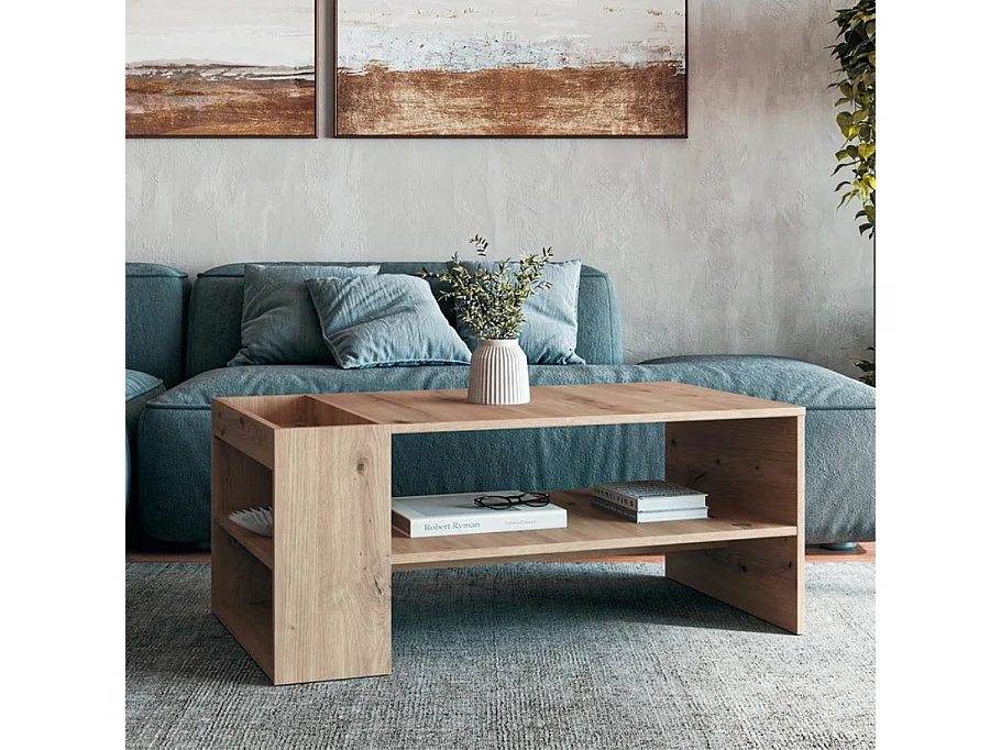 Table basse rectangulaire 100 x 55 cm couleur chêne artisanal LORIE