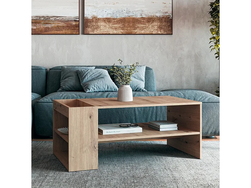 Table basse rectangulaire 100 x 55 cm couleur chêne artisanal LORIE