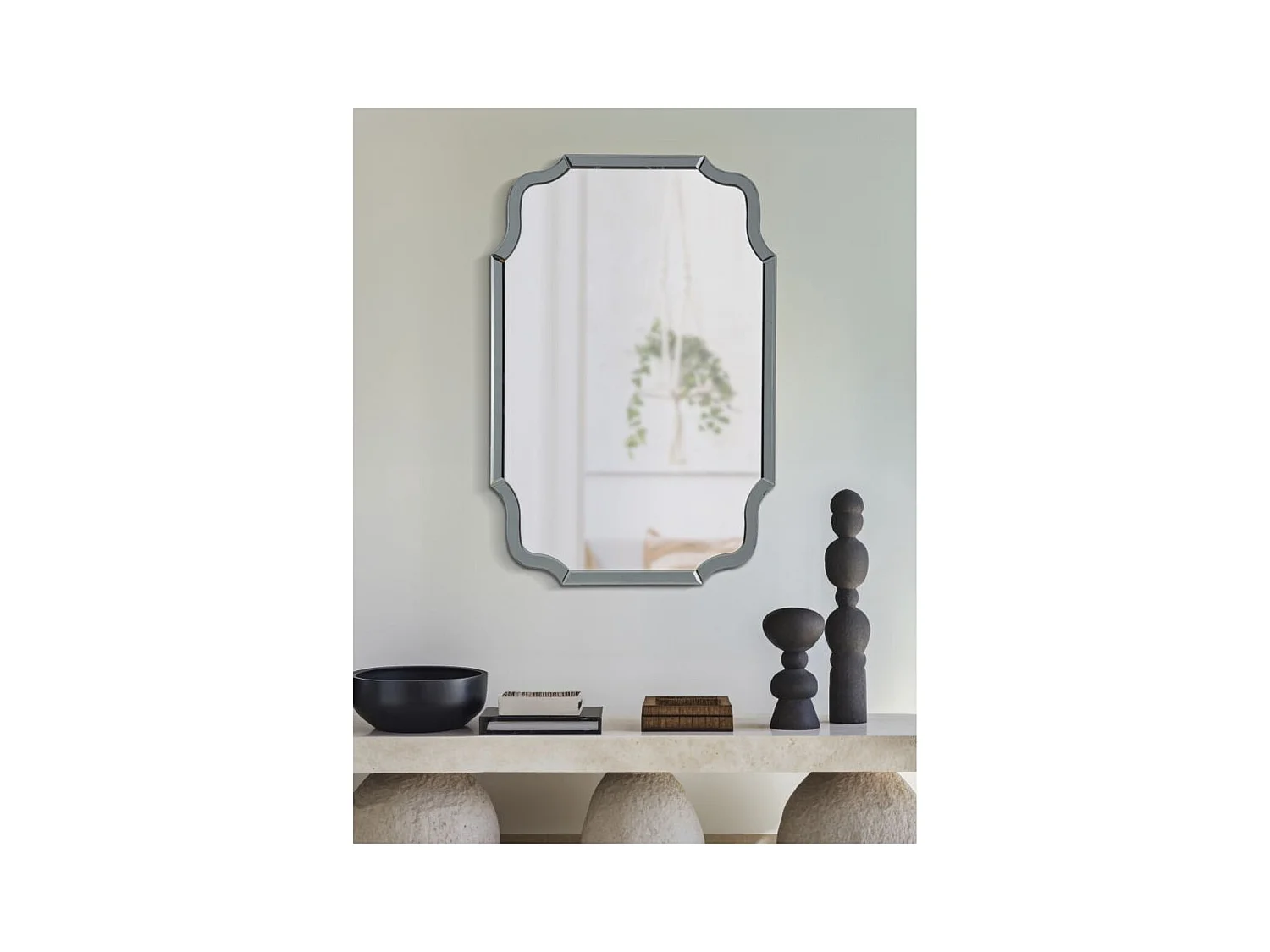Specchio con Cornice Classico 9, Grigio, 90x60x1 cm, Epikasa
