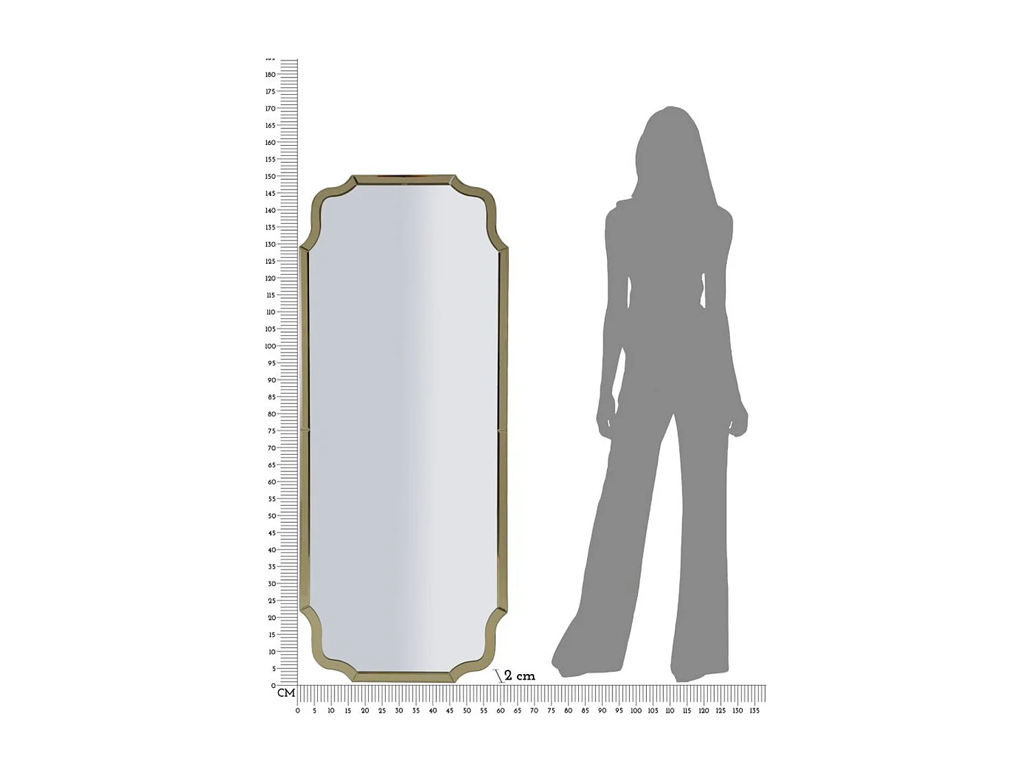 Ingelijste Spiegel Klassiek 10, Goud, 150x60x2 cm, Epikasa