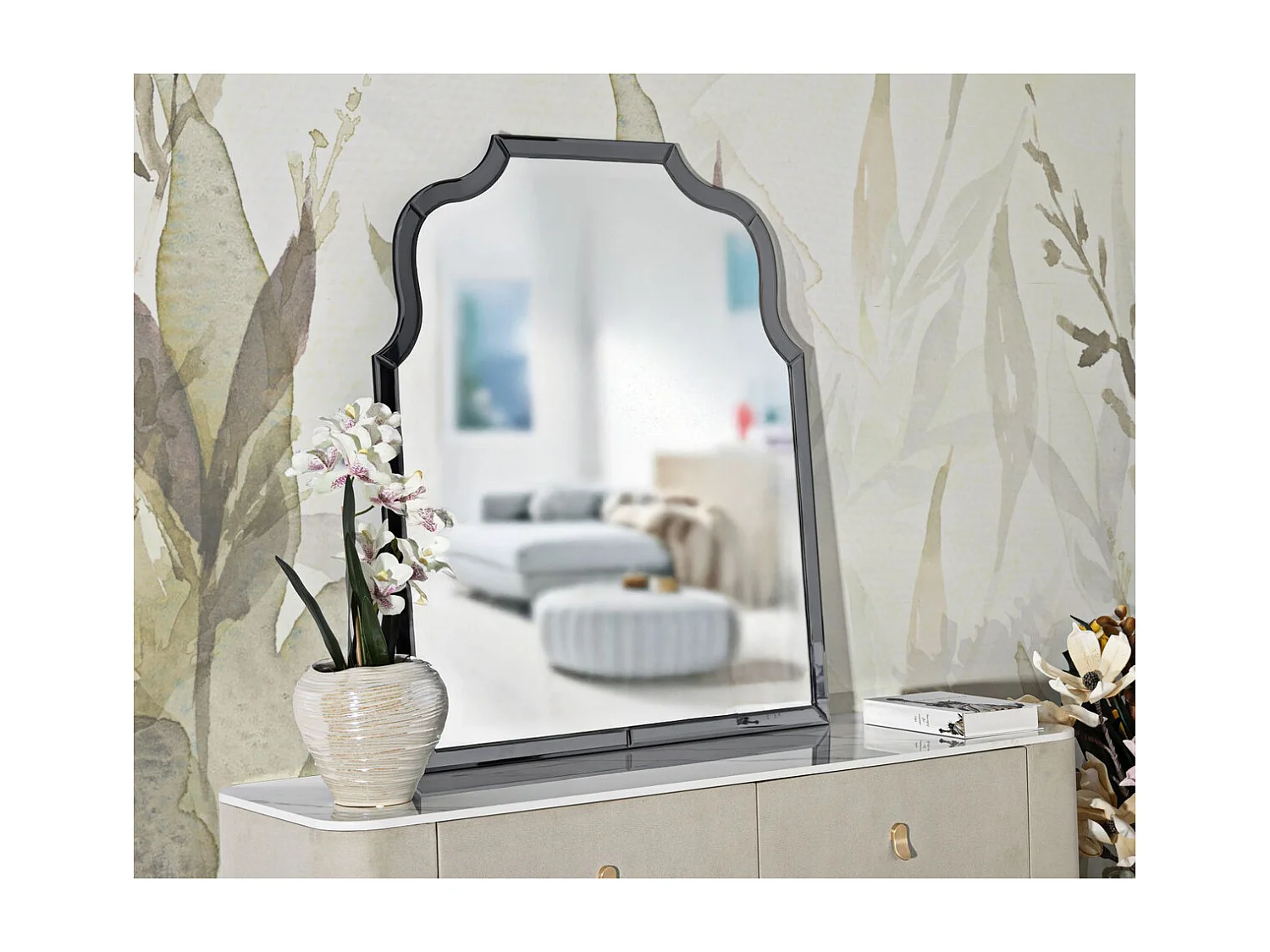 Specchio con Cornice Classico, Grigio, 100x85x1 cm, Epikasa