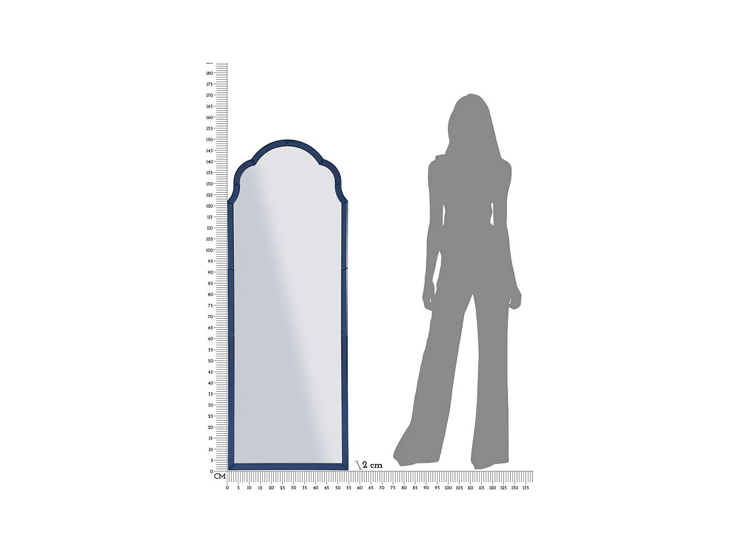 Miroir avec Cadre Classique 2, Bleu, 150x55x2 cm, Epikasa