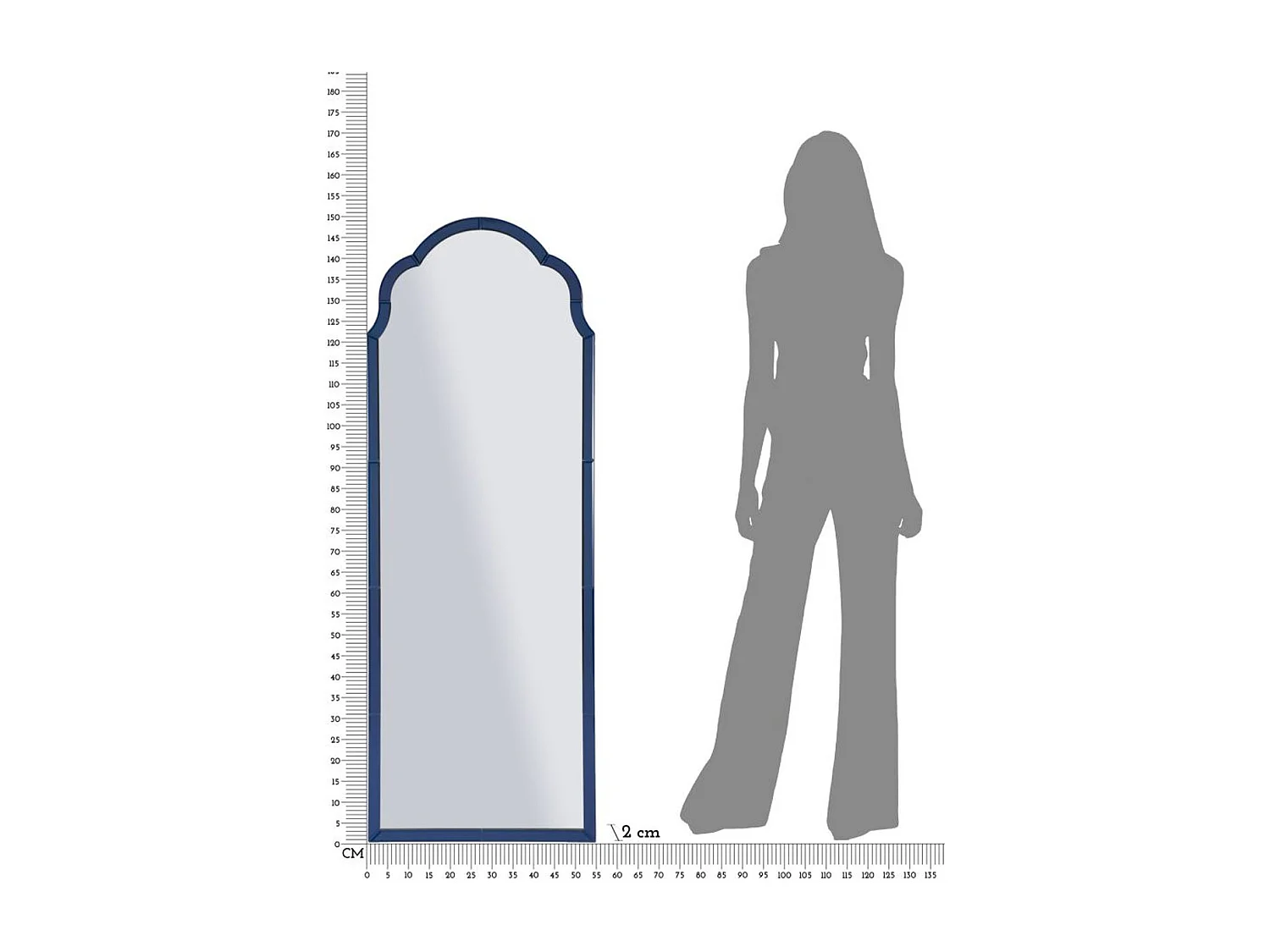 Miroir avec Cadre Classique 2, Bleu, 150x55x2 cm, Epikasa