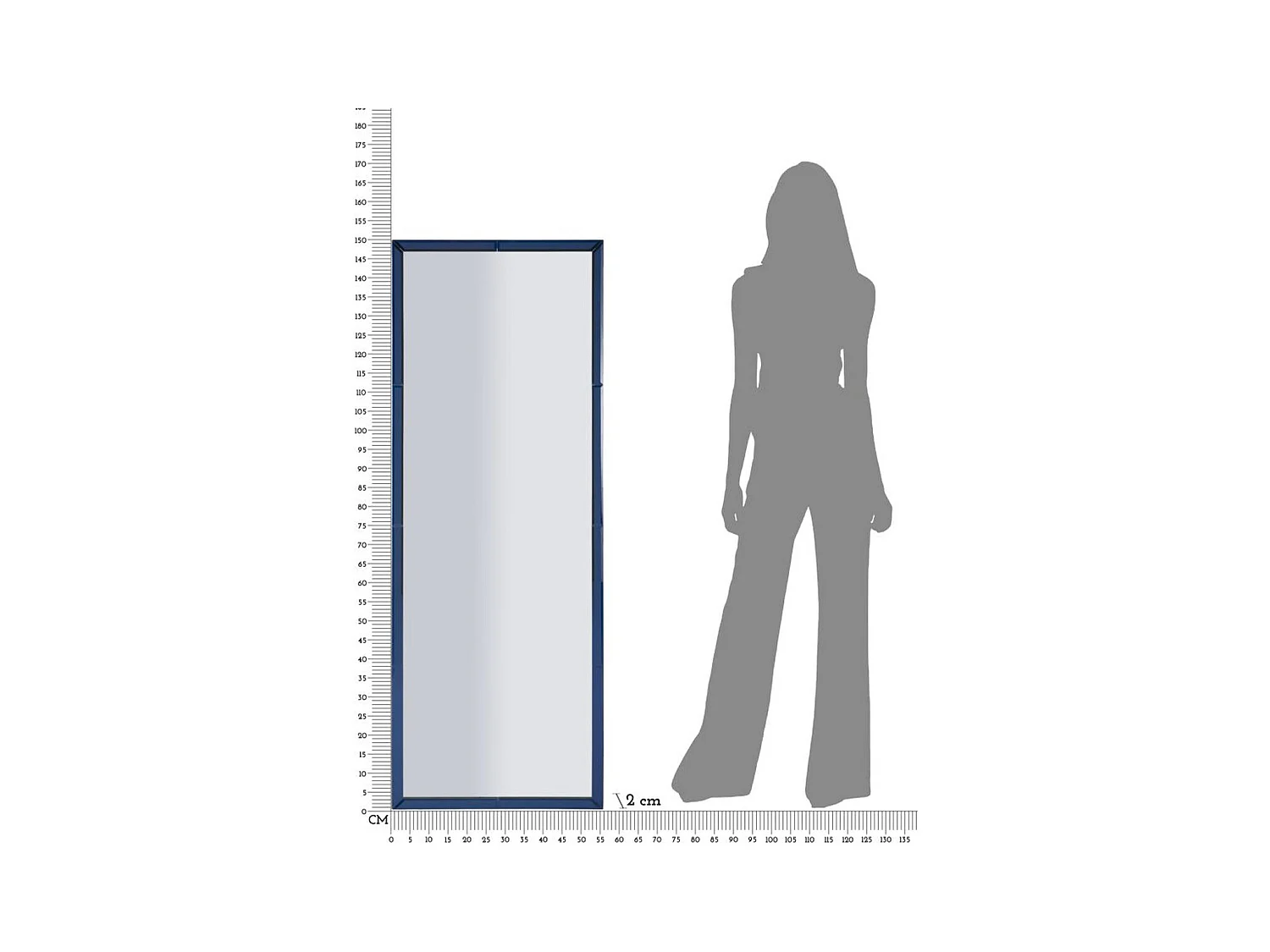 Specchio con Cornice MF699, Blu, 150x55x2 cm, Epikasa